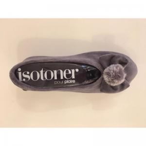 isotoner grijs pompom