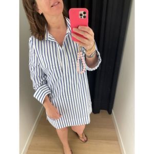 beachwear streep blauw/wi